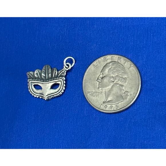 Sterling Silver Mardi Gras Mask with Feathers Necklace - Picture 5 of 5